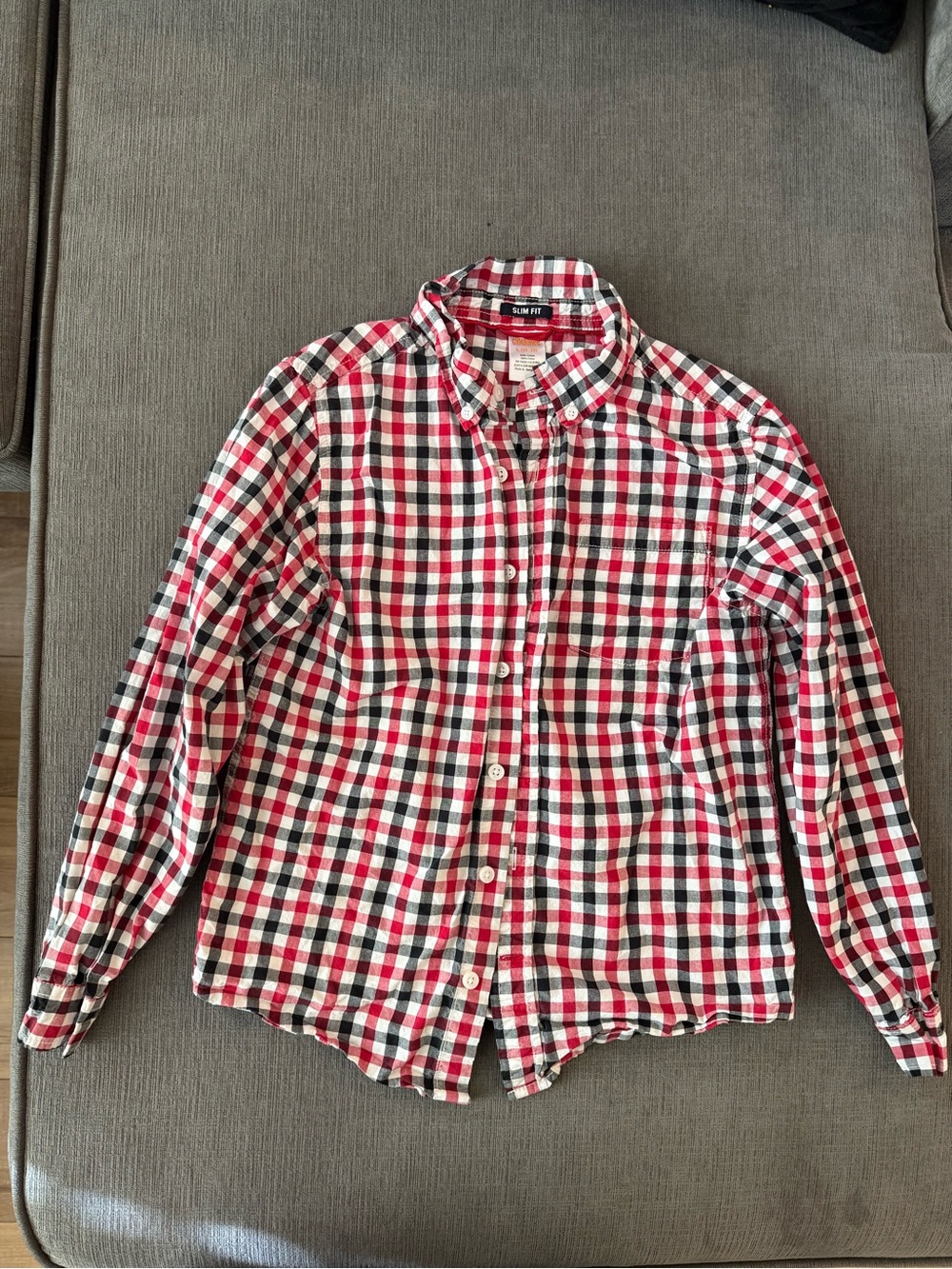 Gymboree Red Black White Plaid Button-Down Shirt - Slim Fit